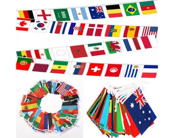 Flags Bunting 100 International 14cmx21cm World Countries 25 Meter Long Flag Banner Buntings For Pubs Outdoor Sports Football Rugby Events