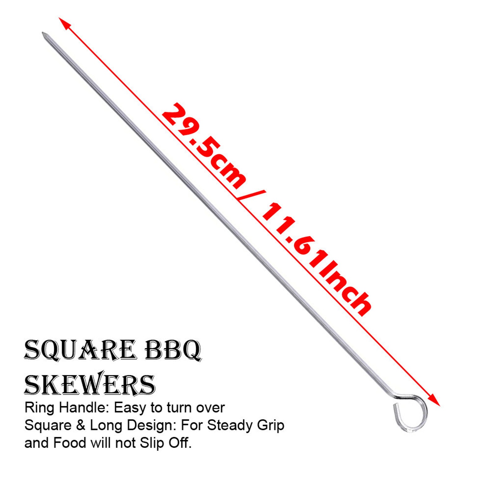 BBQ Skewers Stainless Steel Grill Kebab Skewer 29.5cm Long Etsy UK