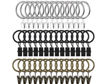 Curtain Ring Clips Metal Curtain Rings with Clip Hooks 30mm Internal Diameter