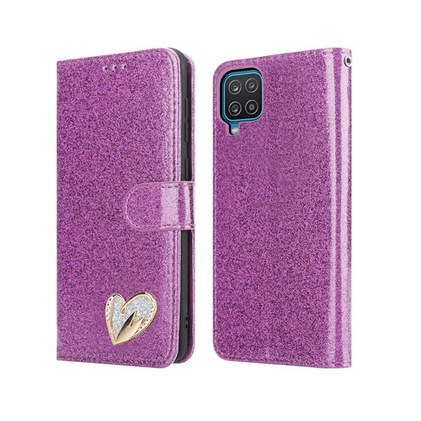 For Samsung Galaxy A12 Case Shiny Leather Bling Glitter Book Etsy Uk