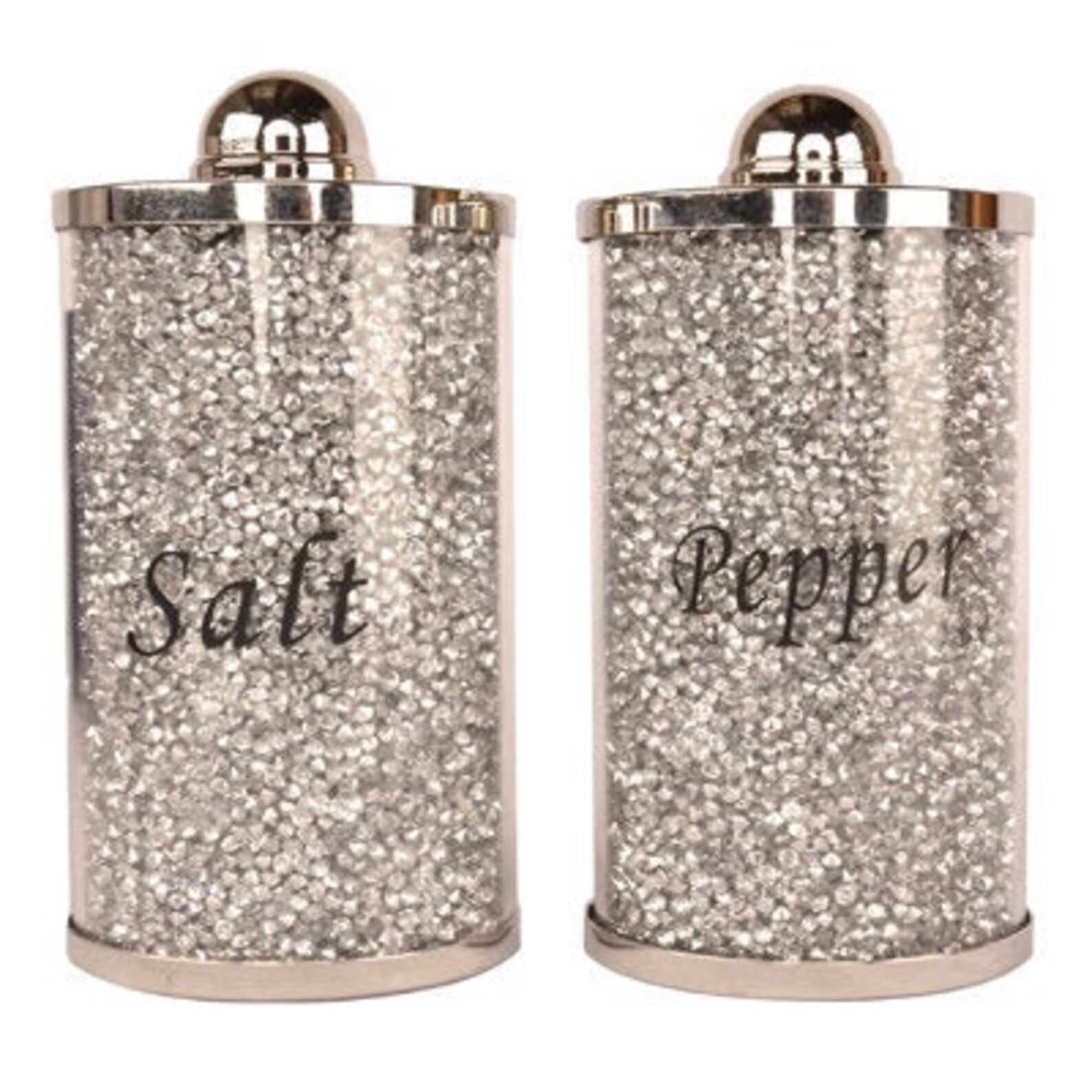 Salt and Pepper Shakers Set Pot Filled Silver Crushed Bling Etsy