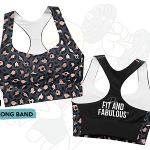 Long Sports Bra &quot;DEEP BLUE LEOPARD&quot;