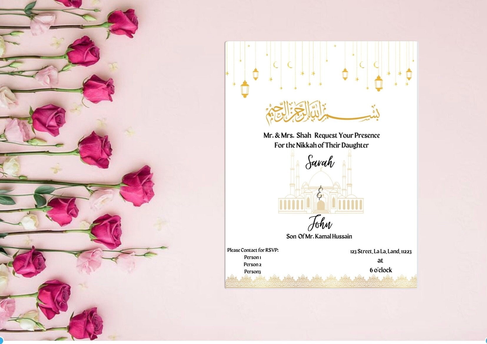 Editable Wedding/nikkah Invitation Template Etsy Editable Wedding/nikkah Invitation Template Etsy