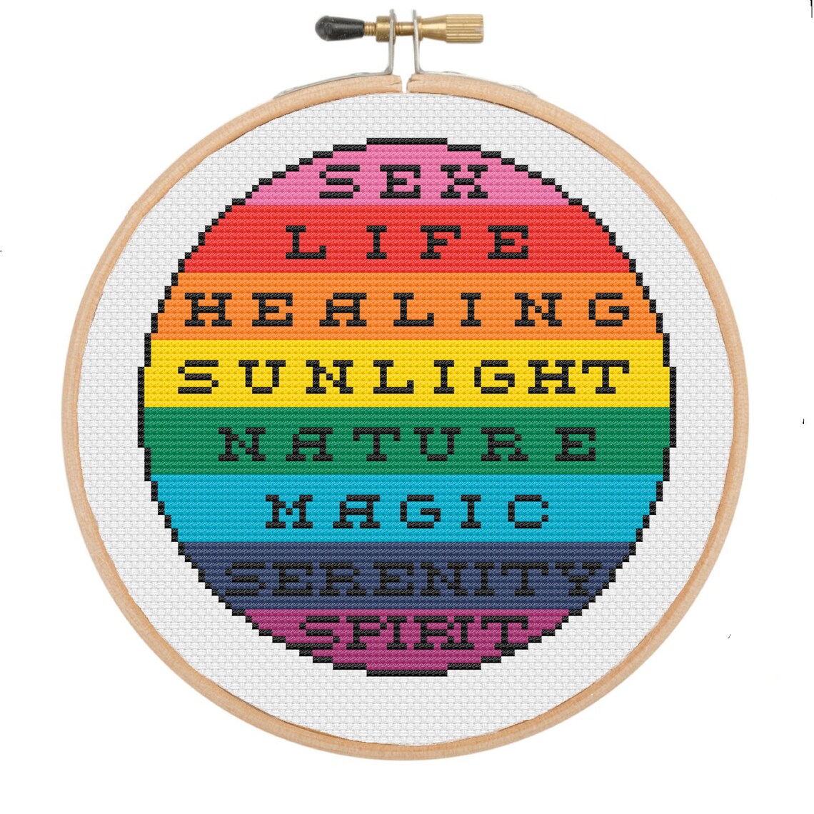 Gay Pride Flag Cross Stitch Patter Original Version With Etsy Lgbtq rainbows