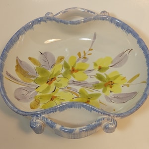 Italian Pottery Candy Nut Trinket Dish Bowl with Handles Mid Century
