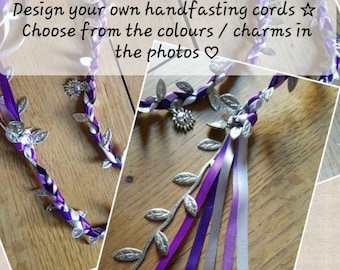Handfasting cord, with 6 charms. Please see other listings for other prices.  Custom made Handfastings..Weddings