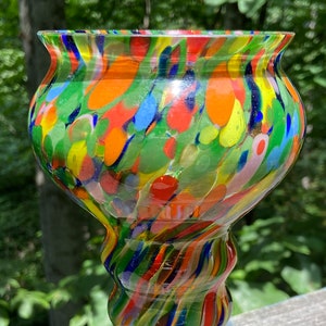 Hand Blown Murano Confetti Style Multicolored Glass Vase