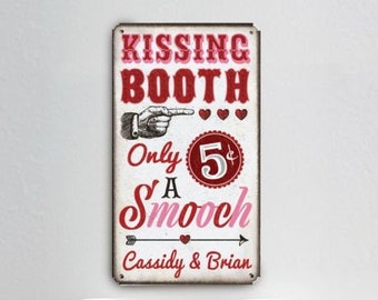 Kissing Booth Personalized Tin Sign, Custom Tin Sign, Custom Signs, Custom Wall Art, Personalized Tin Sign