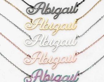 Stainless Steel Fancy Script Name Necklace, Personalized Jewelry, Custom Name Necklace, Personalized Gifts for her