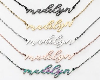 Stainless Steel Handwritten Lowercase Script Name Necklace, Personalized Jewelry, Custom Name Necklace, Personalized Gifts for her