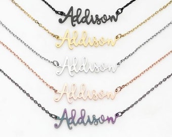 Stainless Steel Handwritten Script Name Necklace, Personalized Jewelry, Vaccinated Jewelry, Custom Name Necklace, Personalized Gifts for her