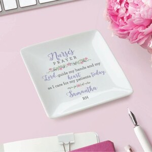 Nurse's Prayer Personalized Square Trinket Dish, Personalized Ring Dish,Bridesmaid Gift,Custom Jewelry Dish,Personalized Wedding Gift