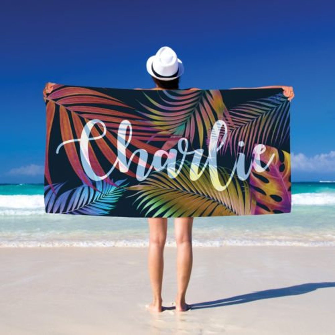 Polarized Palms Personalized Velour Beach Towel Personalized Etsy