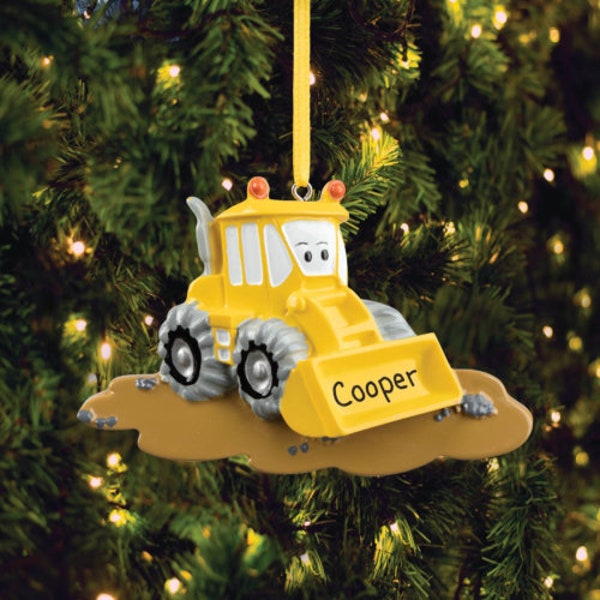 Bulldozer Personalized Ornament, Kids Personalized Truck Ornament, Truck Ornaments