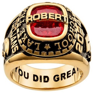 Men's Class Ring Gold Traditional Class Ring,Customized Men's Class Ring, Personalize Top Class Ring