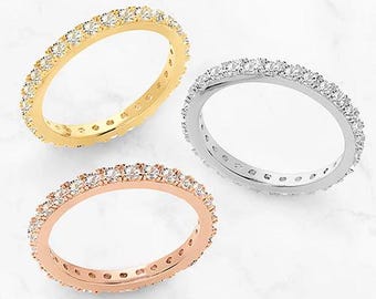 Vow & Forever ©White Topaz Eternity Band Available in Platinum over Sterling, 14K Gold over Sterling, 14K Rose Gold over Sterling Silver