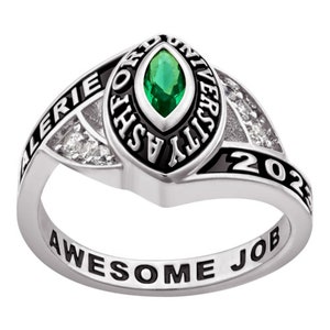 Women's Sterling Silver Marquise Birthstone class ring