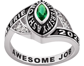 Women's Sterling Silver Marquise Birthstone class ring