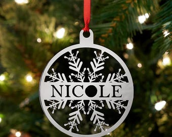 Stainless Steel Round Snowflake Ornament