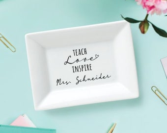 Personalized Ceramic Trinket Dish, Teacher Gift, Bridesmaid Gift