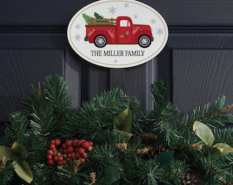 Wreath Door Hanger Buffalo Check Name & Initial Wreath Door Hanger