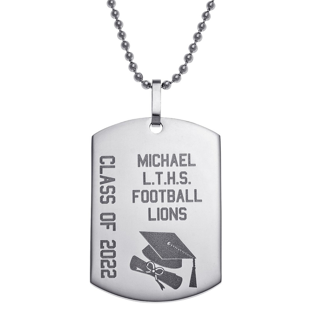 Stainless Graduation Dog Tag Necklace Silver or Gold Etsy