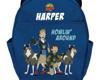 Wild Kratts Howlin Around Blue Youth Backpack, Personalized Toddler Backpack, Toddler Boy&#39;s Backpack, Preschool Backpack, Diaper Bag