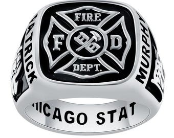 Firefighter First Responder Ring, Celebrium, Sterling Silver, Gold, Rose Gold