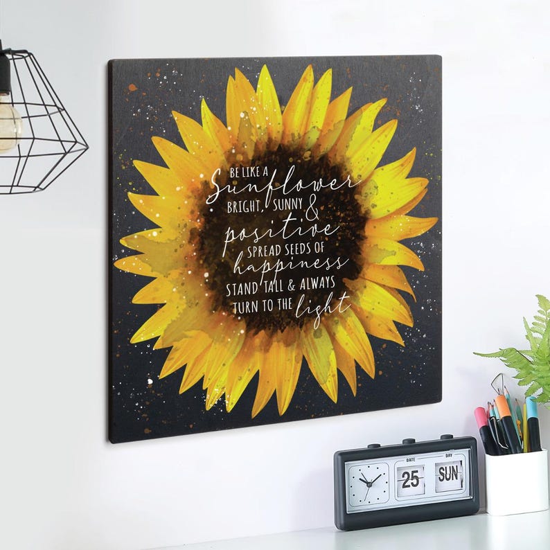 Be Like A Sunflower Black Wood Art Plaque, Personalized Gifts ...