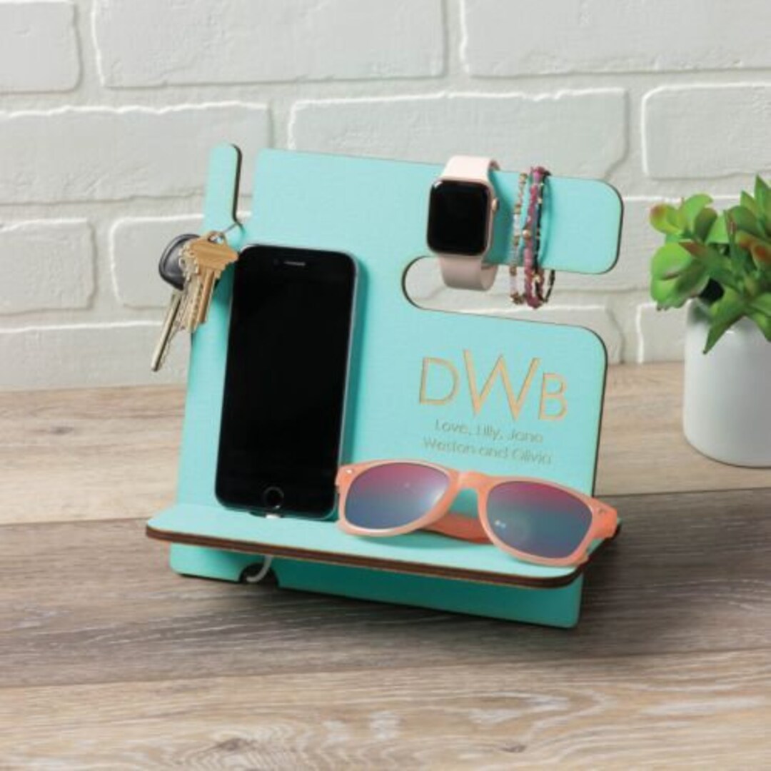 Teal Wood Desk Organizer Office Desk Organizer Office Pencil Etsy