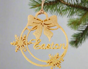 Personalized Acrylic Snowflake with Bows Ornament