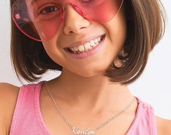 Sterling Silver Cursive Name Necklace, Personalized Kids Jewelry