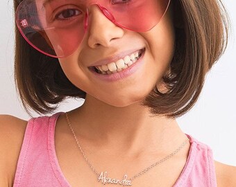 Sterling Silver Personalized Name Necklace, Petite Script for Kids