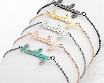 Stainless Steel Lowercase Script Name Bracelet, Custom Name Bracelet, Dainty Name Bracelet, Minimalist Name Bracelet, Valentines's Day Gift