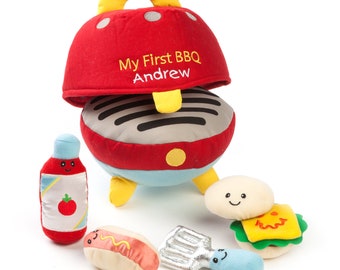 My First BBQ Toy and Rattle Set for Toddler Gift Personalized Playtime Gift for Boys or Girls