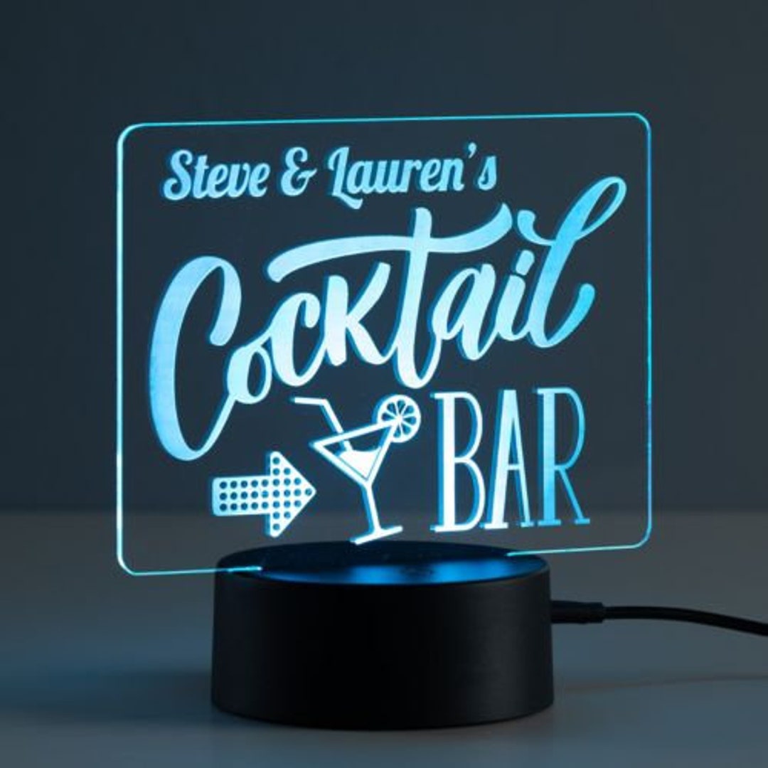 Cocktail Bar Personalized Acrylic Nightlight Cocktail Bar Etsy