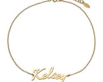 14K Gold/Sterling Silver Script Name Bracelet, Custom Name Bracelet, Dainty Name Bracelet, Minimalist Name Bracelet
