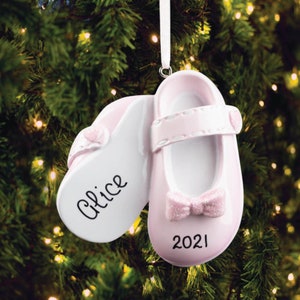 Baby Girl Shoes Personalized Ornament, Personalized Baby Ornament, My First Christmas Ornament, Baby Girl Christmas Ornaments