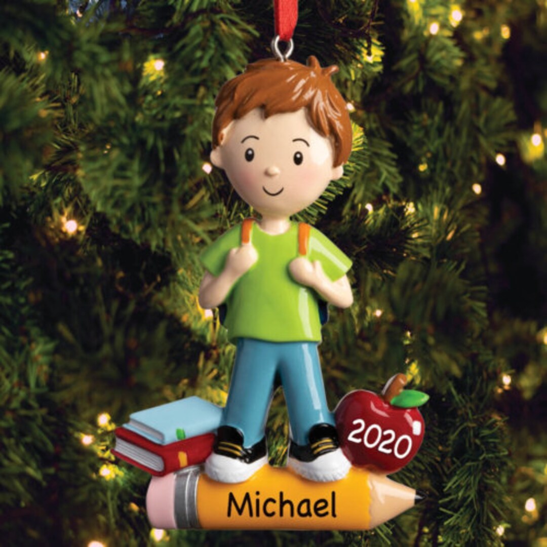 School Boy Personalized Ornament School Ornament Holiday Etsy