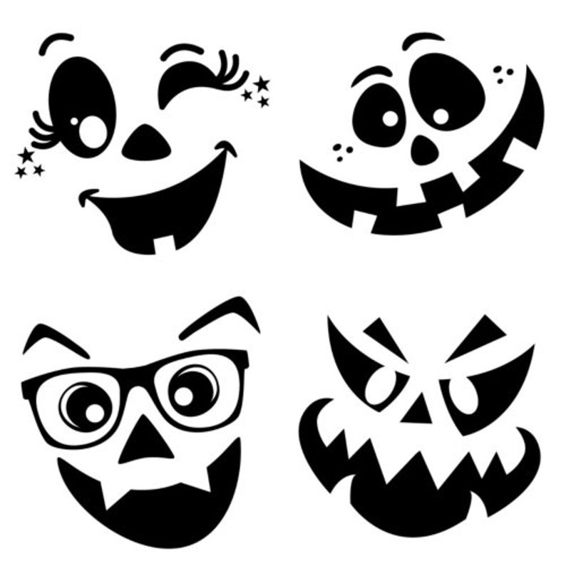 Pumpkin Faces Vinyl Decals Set of 4 Halloween Pumpkin Face - Etsy