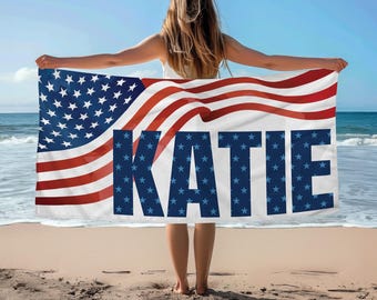 American Flag Red White Blue 4th of July Beach Towel