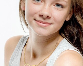 Sterling Silver Kid's Infinity Name Necklace, Personalized Heart Pendant
