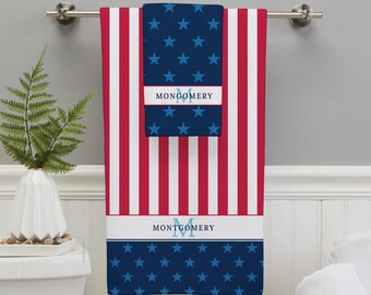 Stars and Stripes Bath Towel American Flag Beach Gift
