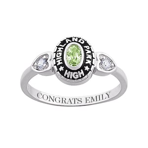 ladies sterling silver oval stone and cz class ring