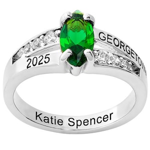 Ladies Sterling Silver Birthstone Class Ring