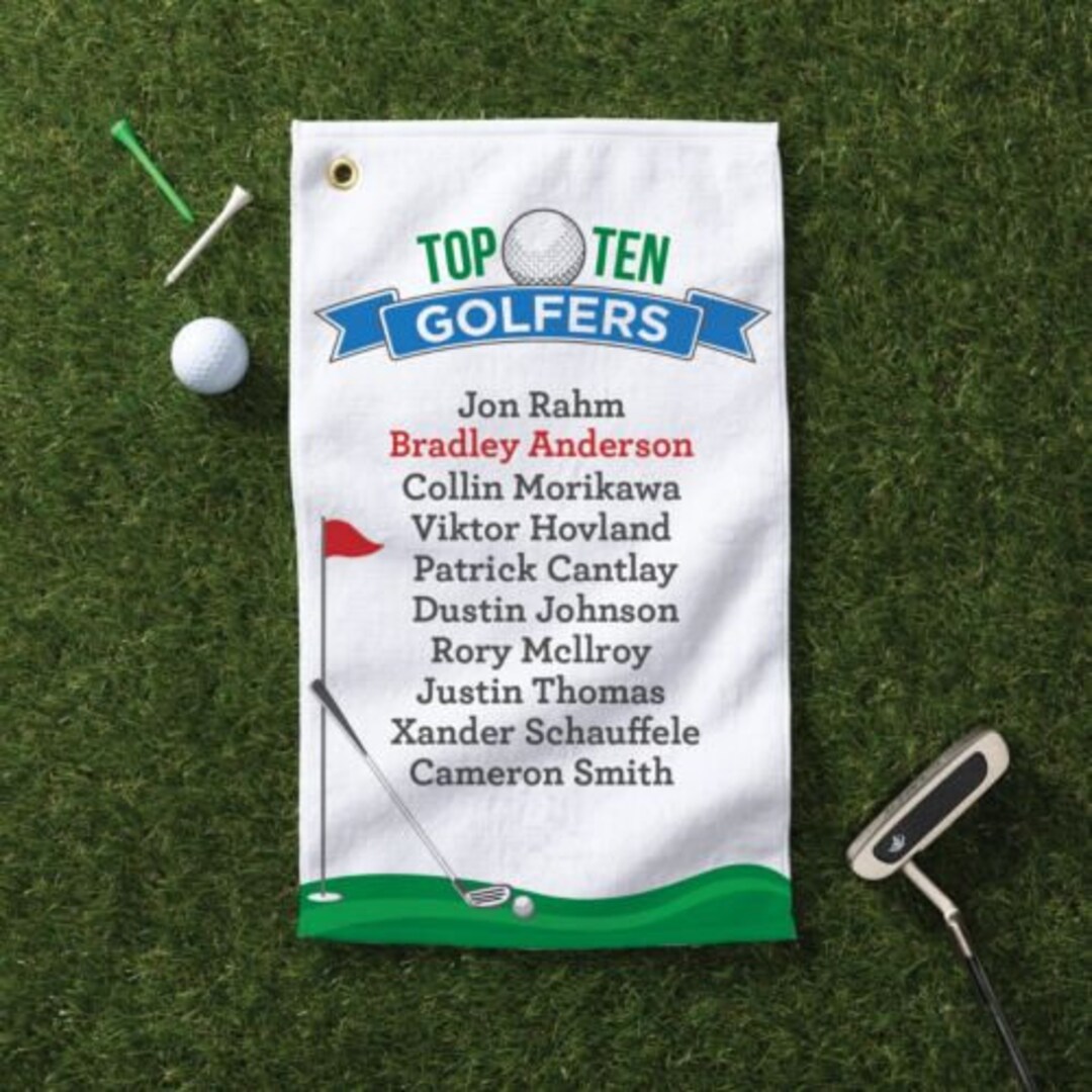 Top Ten Golfers Personalized Golf Towel, Personalized Golf Towel, Golf