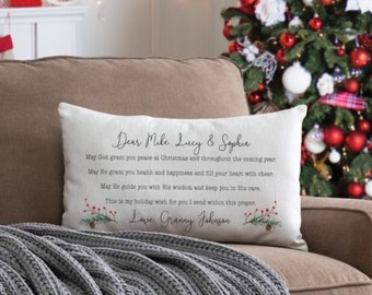 Christmas Prayer Lumbar Pillow, Christmas Gift Pillow, Inspirational Pillow