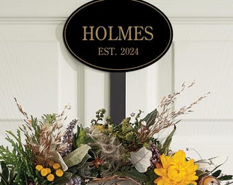 Wreath Door Hanger with Personalized Name Outdoor Door Hanger