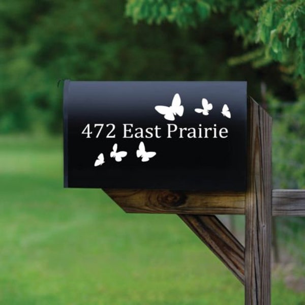 Butterflies Personalized White Mailbox Decal, Personalized Mailbox Decal, Mailbox Vinyl Decals, Mailbox Stickers, Mailbox Numbers