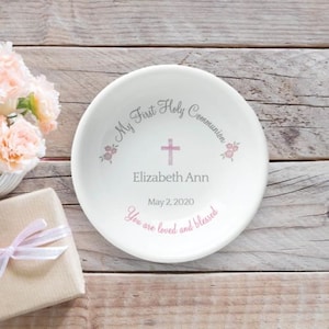 First Holy Communion Personalized Trinket Dish, First Communion Gifts, Communion Gift for Her